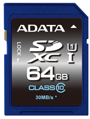 Memoria Flash ADATA SDXC 64GB Clase 10 UHS con Adaptador Azul