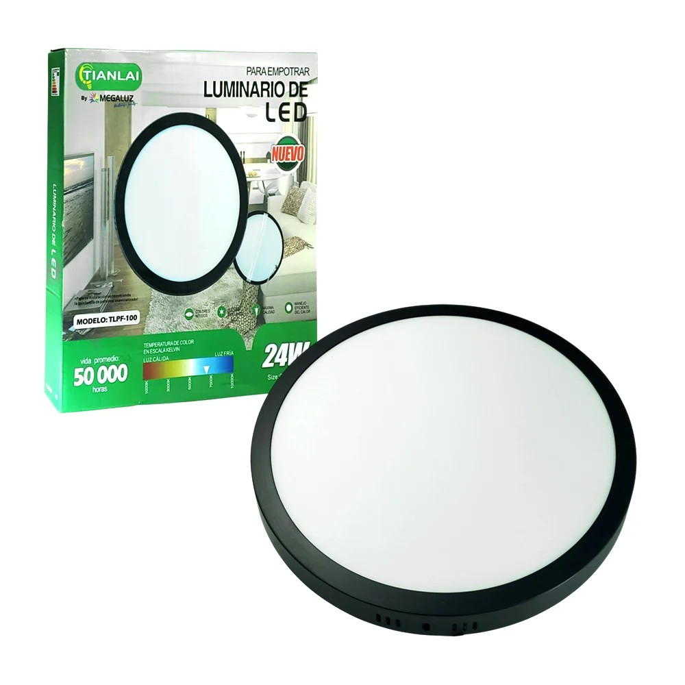 Luminario Led 28 Cm Megaluz S72W24 Luz Fría Interior 24W