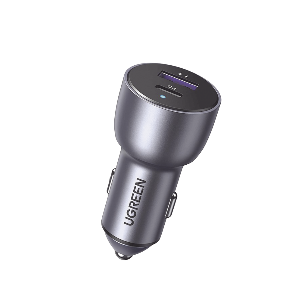 Cargador De Auto Usb-A y Usb-C Ugreen 60980 Chip inteligente Compatible 12 Y 24 Vcd Carga Rápida