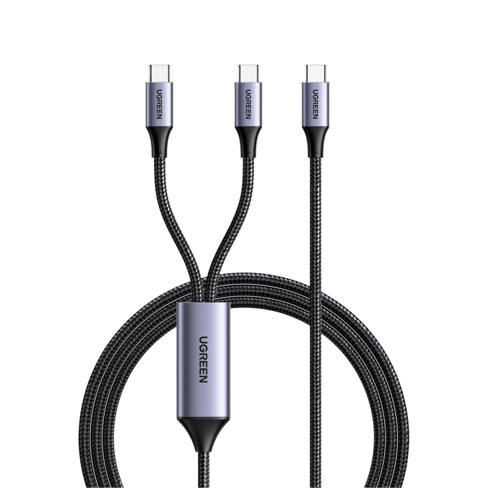 Cable Usb-C a Y (Usb-C & Usb-C) Ugreen 1.5 Metros 35087 Carga Rápida Negro a