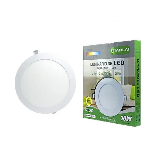 Luminaria 18W Megaluz S02CW18 Luz Led Cálida Alta Disipación De Calor 80% Ahorro De Energía Resistencia A La Humedad