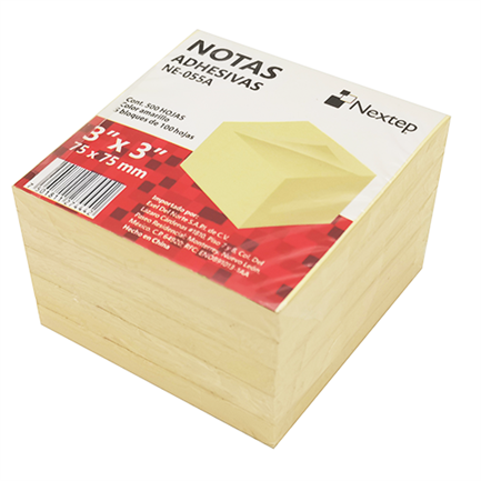 [NE-055A] Notas Adheisvas 3x3 Amarillo 5 Bloques 500 Hojas Nextep (C.64)