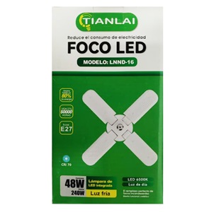 Foco Led 48W E27W45T33 Con Aspas Plegables Luz Blanca Fría Tianlai (C.30)