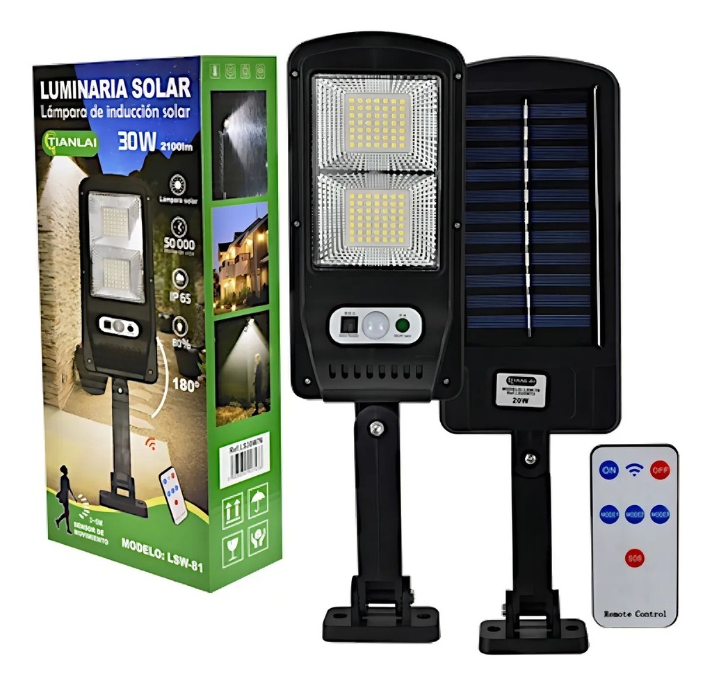 Lámpara Suburbana Solar 25W Sensor de Movimiento Luz LED Fría IP65 Megaluz (C.60)
