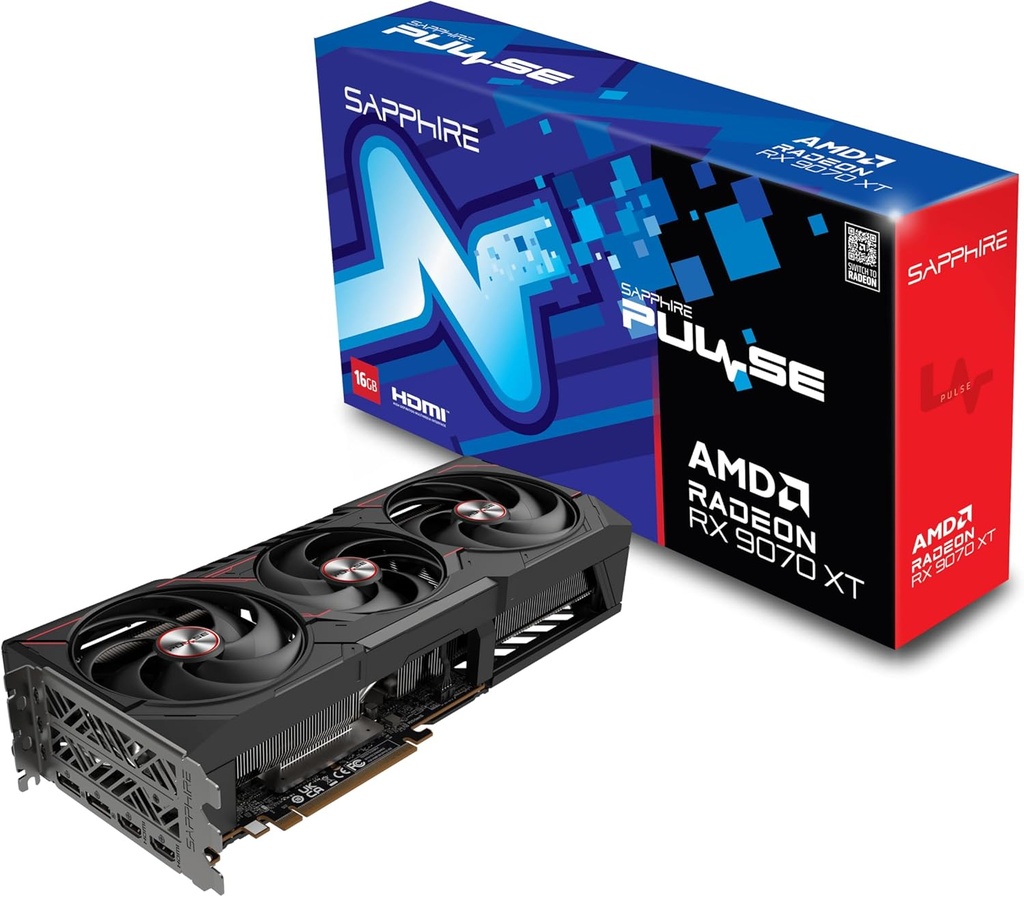 Tarjeta De Video Sapphire Pulse GAMING 16GB  11348- 03-20G Gddr6 Dual Hdmi Dp RX9070XT