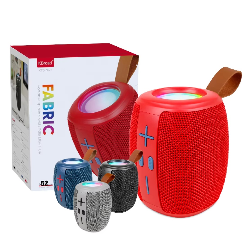 Bocina Bluetooth KTS-1677 Radio Fm Conexión TWS Luz Led RGB Acabado Textil Kbroad (C.50)