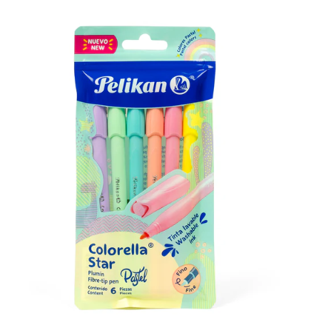 [30310606] Paquete C/6 Marcador Plumines Pastel Colorella Star Pelikan (C.48)