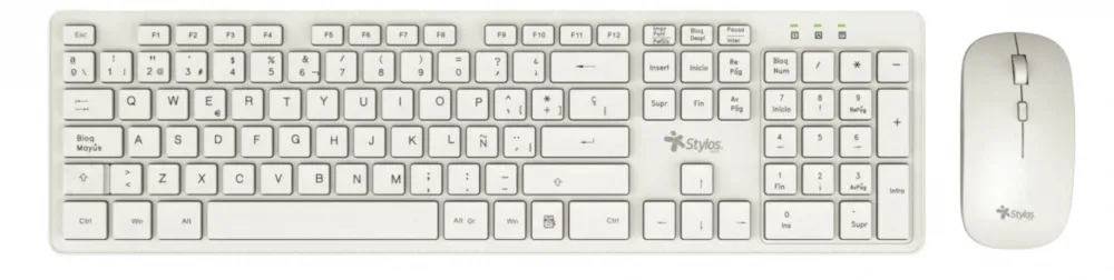 [STPKTM5W] Kit Teclado y Mouse Stylos STPKTM5W Inalámbrico Usb Español Blanco