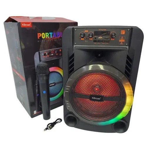 Bocina Bluetooth Link Bits 8 Pulgadas KTS-2199 Radio Fm Luz Led Multicolor