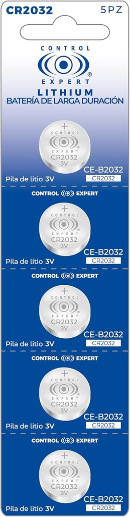 [CE-B2032] 5 Pilas Botón De Litio Control Expert CE-B2032