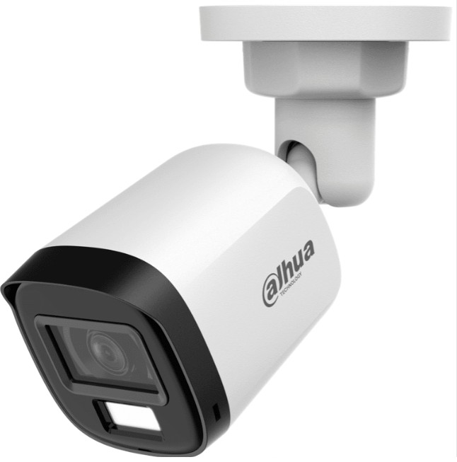 Camara Bala 2 Mp Dahua  HAC-B1A21N-U-IL-A Lente 2.8MM Apertura Hasta 100º 30 Mts IR Y 20 Mts Luz Visible Micrófono  Integrado