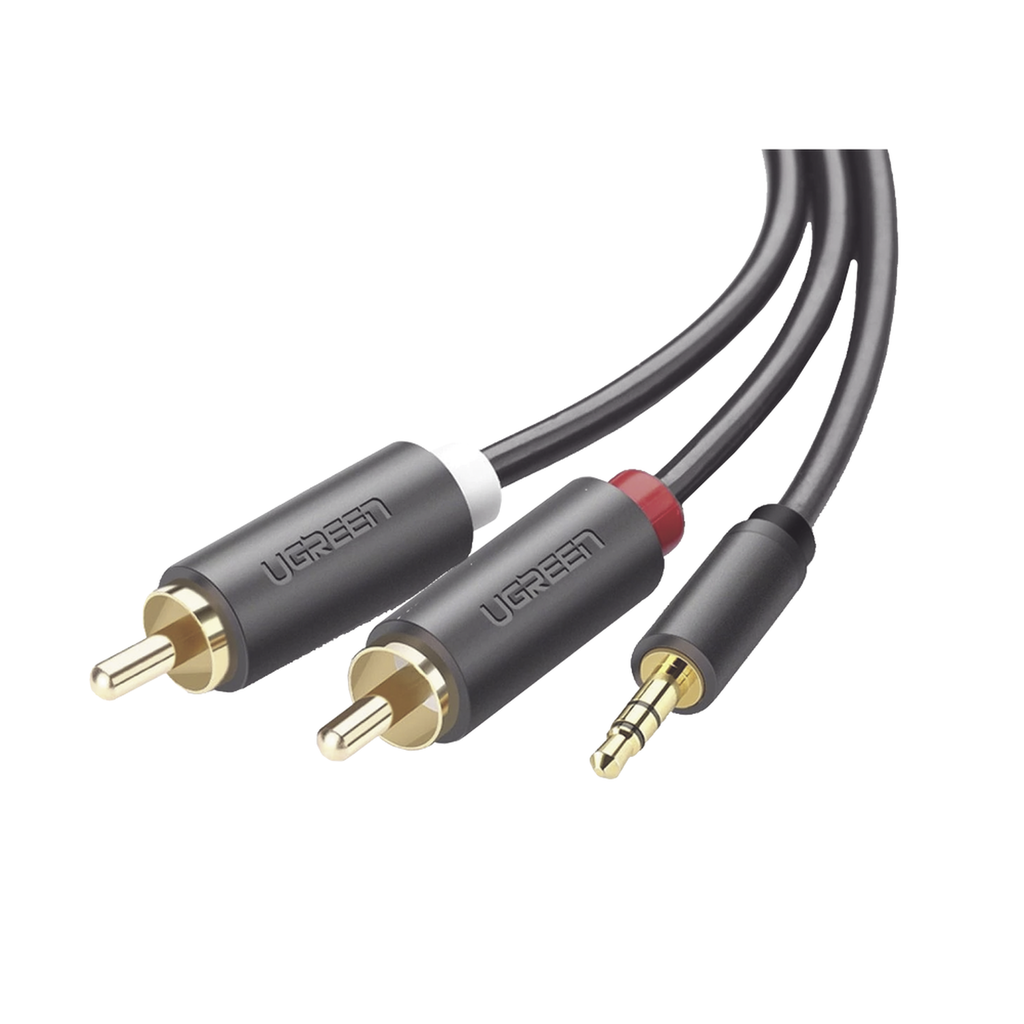 Cable Adaptador Ugreen 10513 Macho/Macho 3.5mm/2 RCA Blindaje Material PVC, ABS Multiple Distancia 5mts