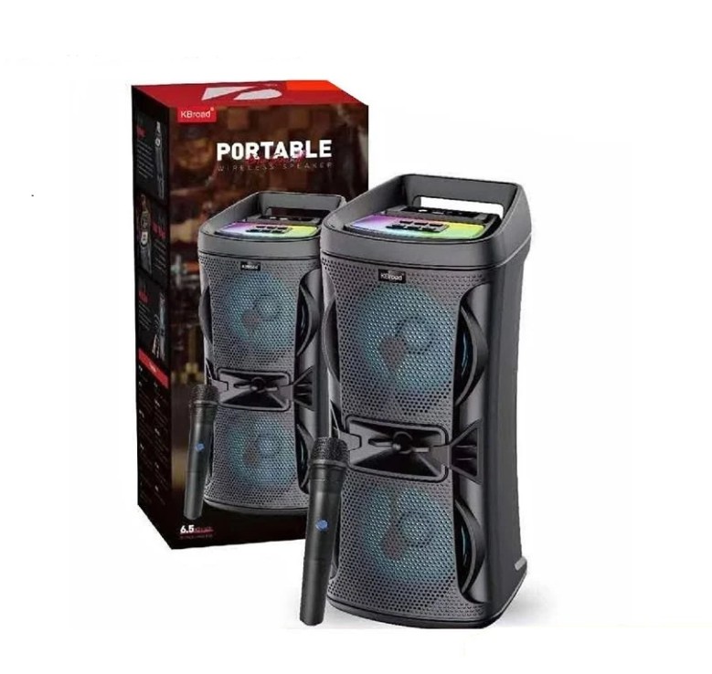 Bocina Bluetooth KBroad 6.5 Pulgadas KTS-2160 Radio Fm, Micrófono, Luz Led Multicolor