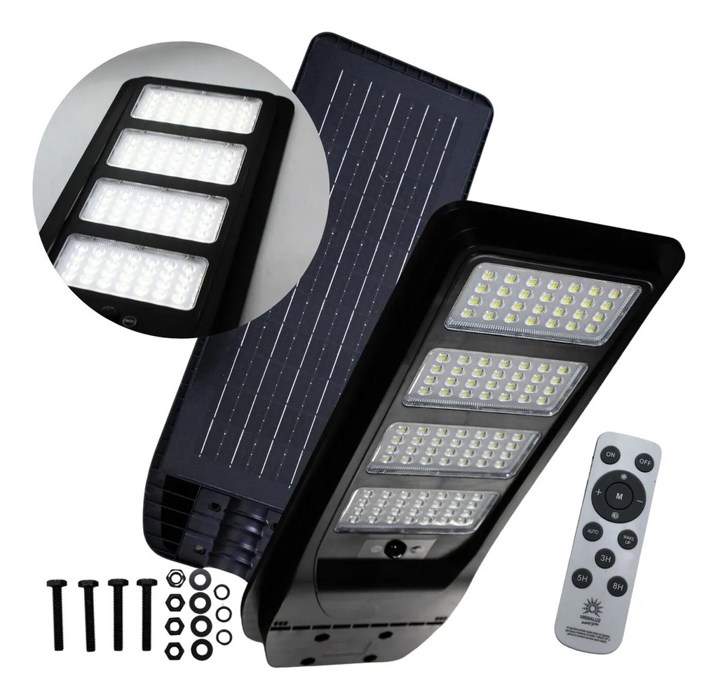 Suburbana Solar Megaluz 200W APS32W200 Ip65, Carga Solar, Luz Led Fría, Detección De Movimiento