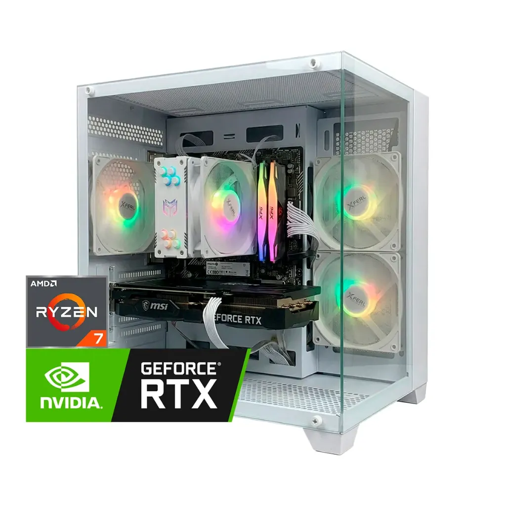 [PC-0114-F] PC GAMER CUBO BLANCO / A520M / RYZEN 7 5700X / 32GB RAM RGB / 1TB M.2 / RTX 5060 8GB / 650W BRONZE PLUS / ENFRIAMIENTO TORRE / ADAPTADOR WIFI