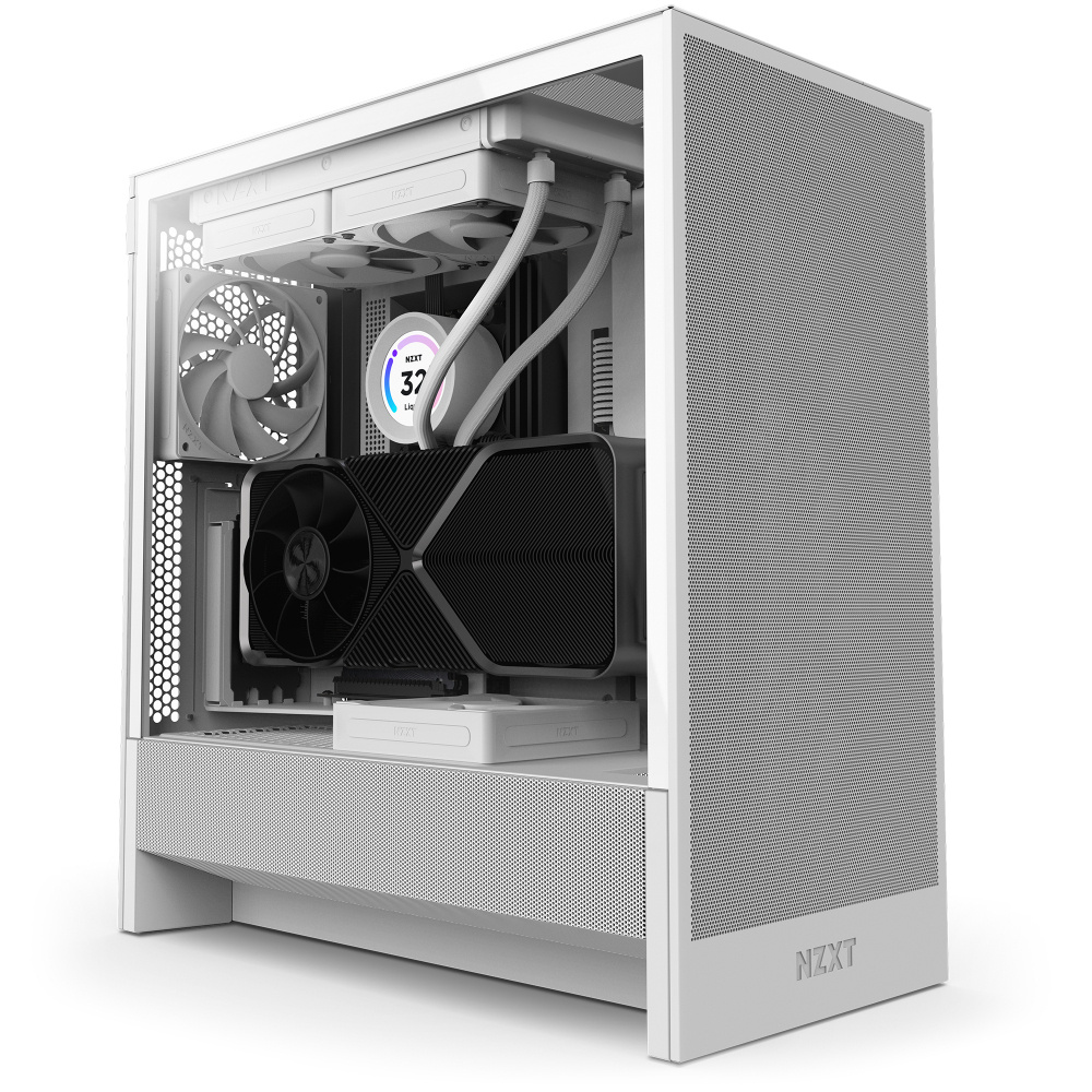 Gabinete H5 Flow Nzxt CC-H52FW-0 Mid-Tower, Usb Tipo C, 2 Ventiladores, Cristal Templado