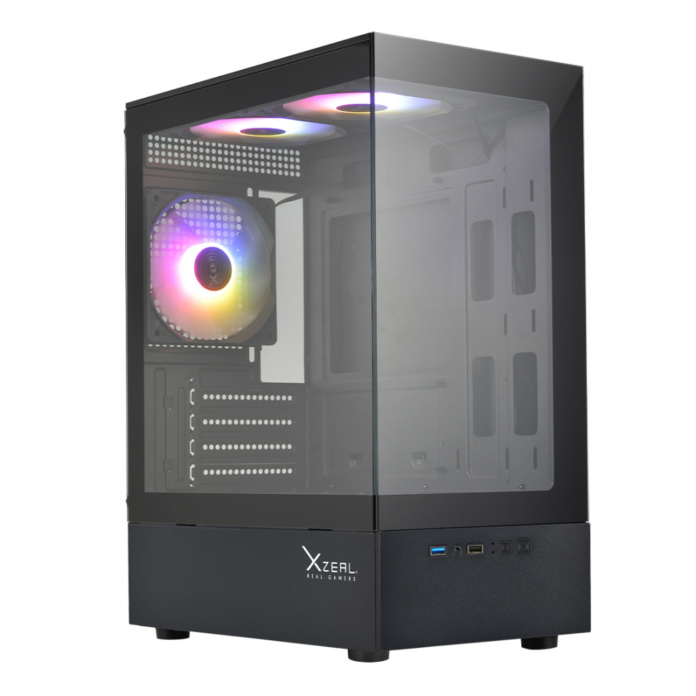 Gabinete Xzeal X-Zynergy XZGAZNY1B Medi-Tower, Micro-Atx, Mini-Itx Usb 2.0, 3.0, 3 Ventiladores, Negro