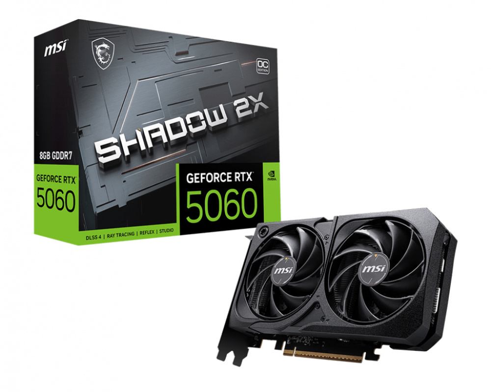 [GEFORCE RTX 5060 8G SHADOW 2X OC] Tarjeta De Video Msi 8GB GEFORCE RTX 5060 8G SHADOW 2X OC Gddr7, Pci Express, Gen 5, 1 Hdmi, 28Gbps