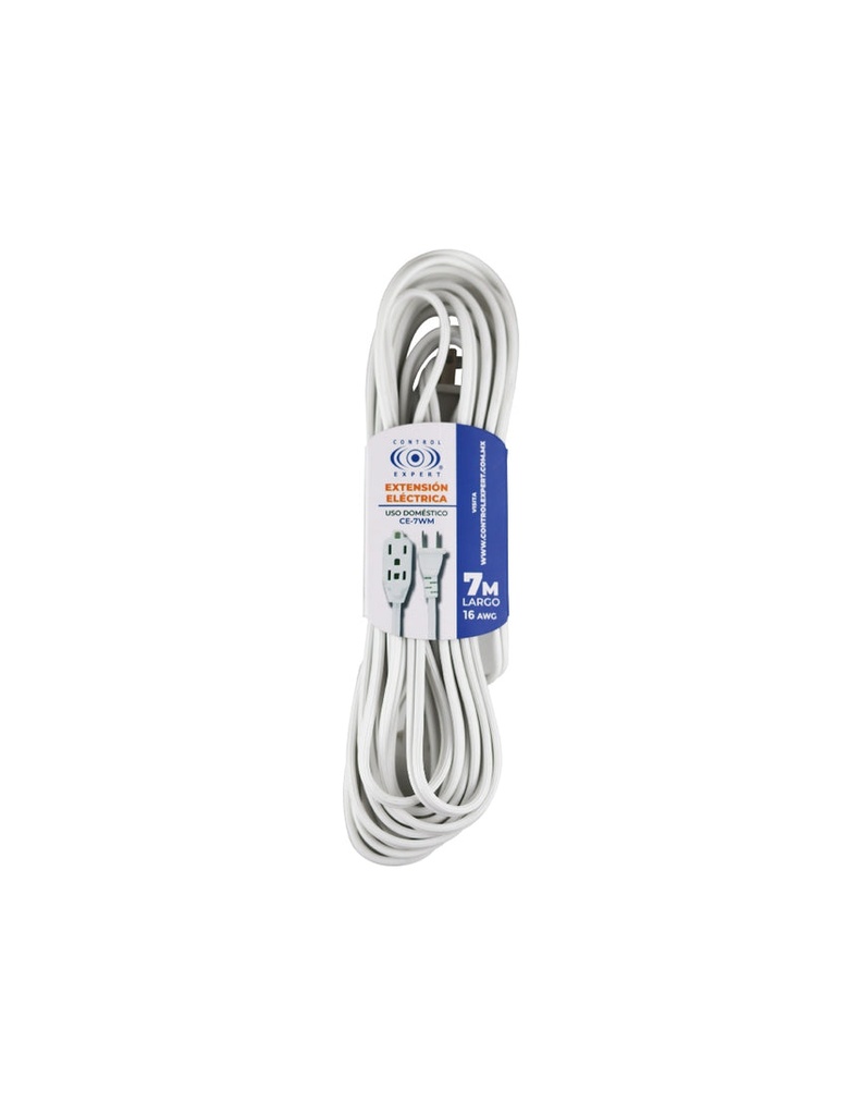 Extensión Control Expert 7 Metros CE-7WM 3 Tomas De Corriente, Blanca