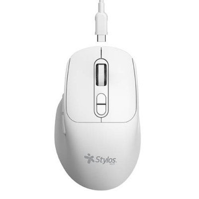Mouse Inalámbrico Stylos 6 Botones STPMOI8W 2.4Ghz, Usb Nano, Blanco
