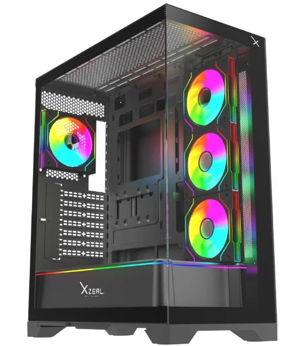 Gabinete Xzeal XZ160 XZGAEX1B Full Towerr, Atx, Eatx, Micro Atx, Mini Itx, Usb 2.0/3.0, 4 Ventiladores, Negro