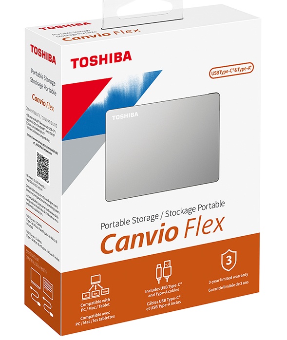 [HDTX110XSCAA] Disco Duro Externo Canvio Flex Toshiba 1Tb HDTX110XSCAA 2.5 Pulgadas, Usb, Plata