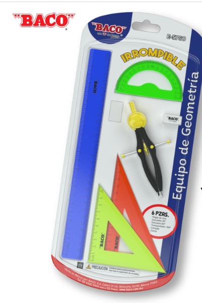 Juego Geometría Baco E-5750 Neón Irrompible C/C-600