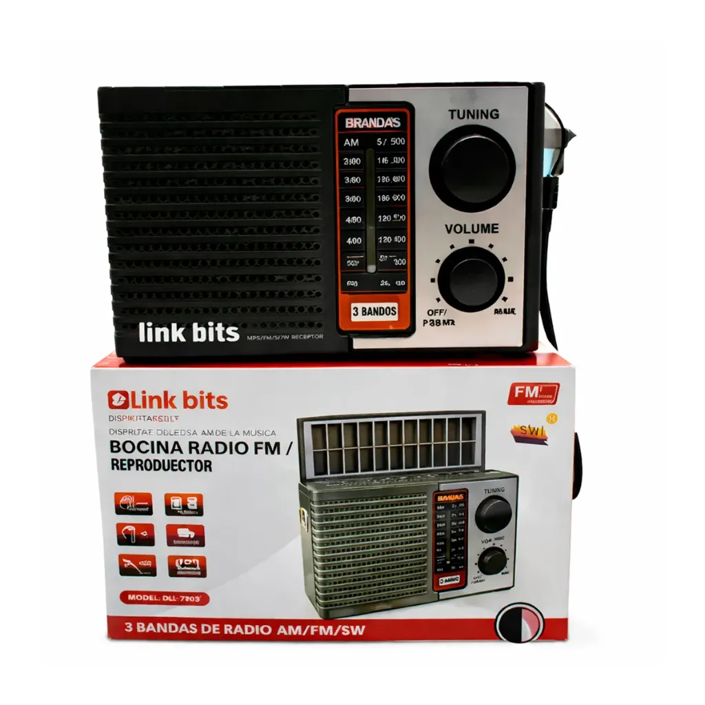 Bocina Bluetooth Linterna Link Bits RD-268 Radio Fm, Am, Micro Sd, Usb (C.60)