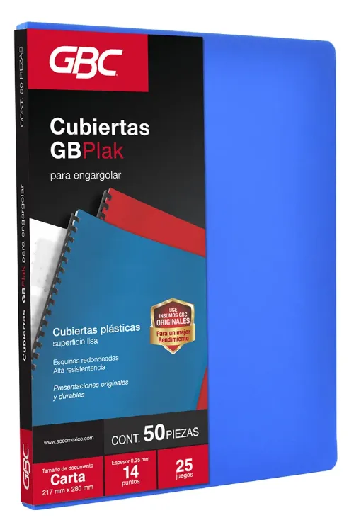 Paquete C/25 Juegos Cubierta Para Engargolar Carta Azul GBC (C.10)