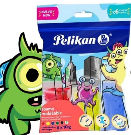 Foamy Moldeable Pelikan C/6 Colores Surtidos 60Gr