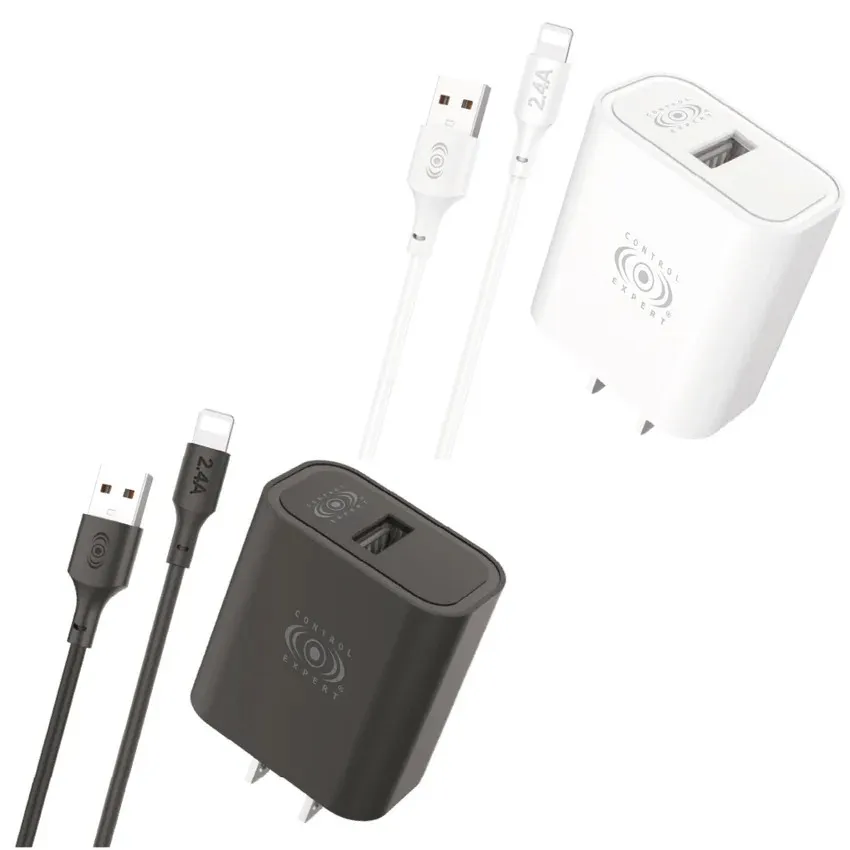 [CE-CIPB] Combo Cargador Iphone Control Expert 2.4A 10W CE-CIPB Negro Y Blanco