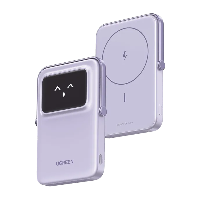Power Bank Ugreen 45328 UNO Inalámbrico, 10000mAh, Carga Rápida USB-C, Color Morado