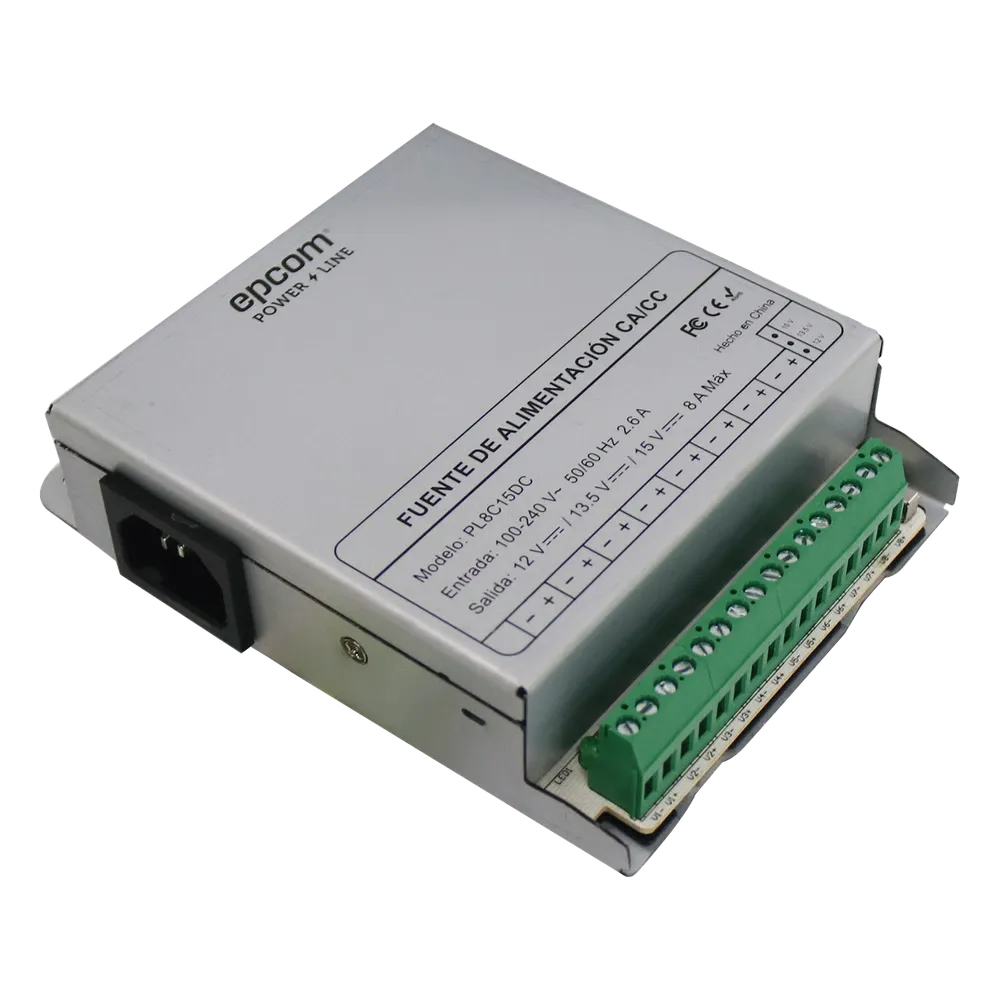 [PL-8C-15DC] Fuente De Poder Metálica 12 O 13.5 O 15vcc 8 A / 8 Cámaras