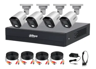 [KITXVR1B04-I/T/4-B1A21N] Kit Videovigilancia 4 Cámaras Dahua Bala B1A21N 2MP + Baluns + Accesorios - Kit CCTV B1A21N (DVR Dahua XVR1B04-I Circuito Cerrado