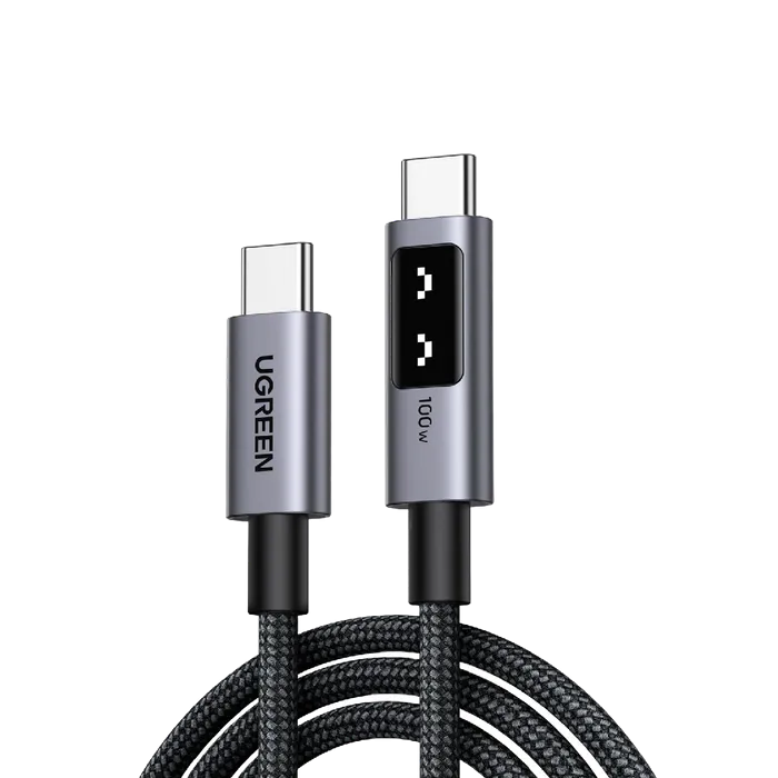 Cable 35501 USB-C a USB-C Ugreen1 Metro Carga Rápida Nylon Trenzado Color Negro.
