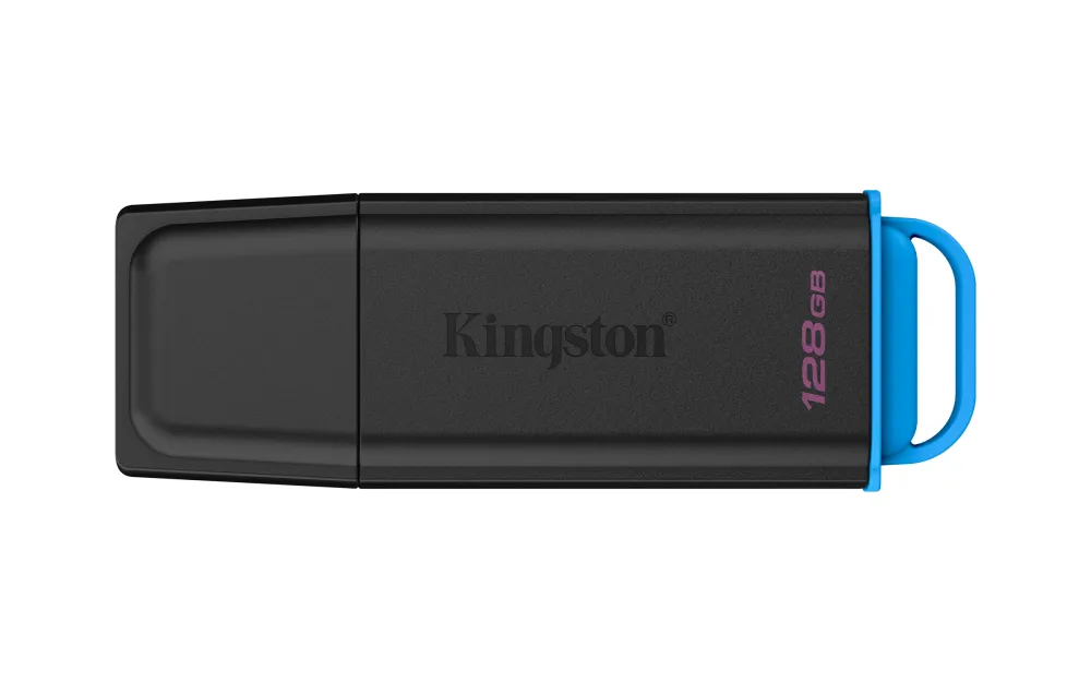 Memoria USB Kingston DataTraveler Exodia, 128GB, USB-A 3.0, Lectura 100MB/s, Escritura 20MB/s, Negro/Azul