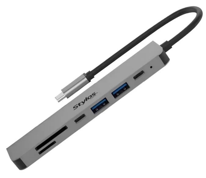 Hub Usb Stylos STCBHUB71G 7 en 1 USB C Gris