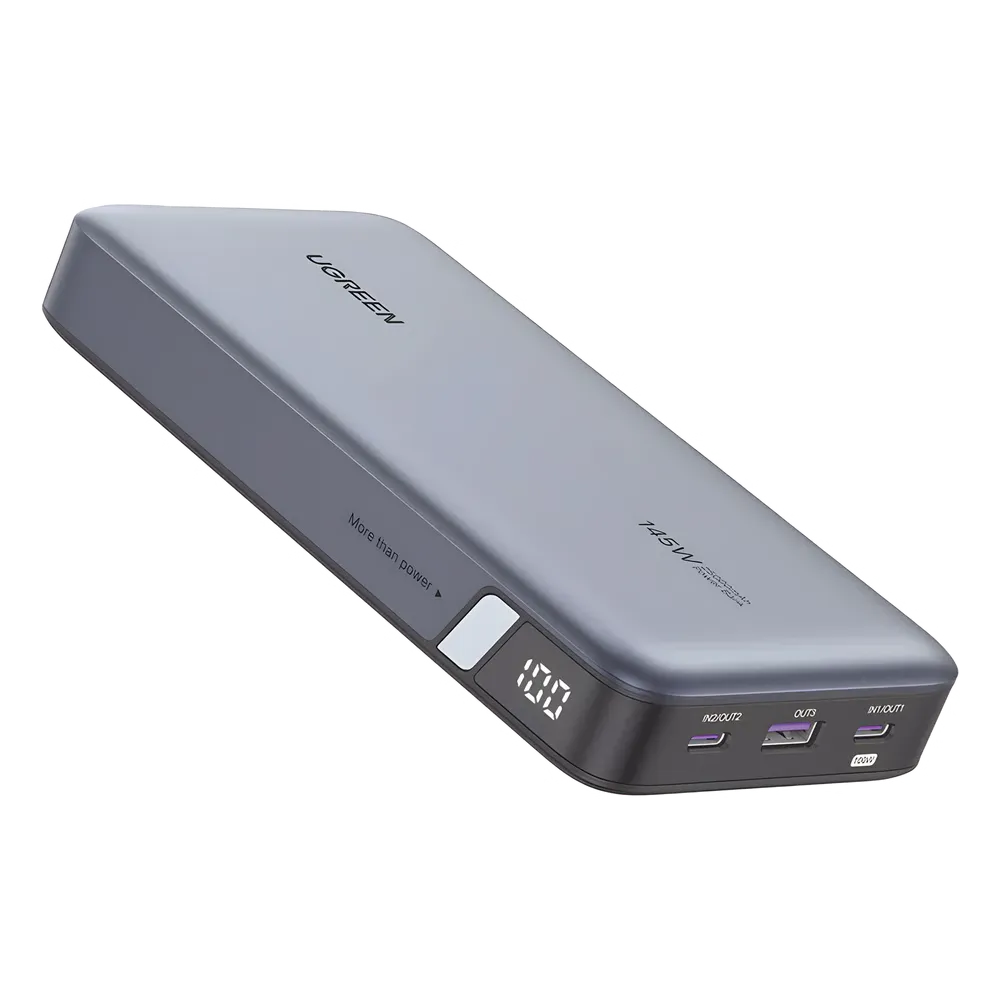 Power Bank Ugreen 90597M  3 Salidas 145W Max  USB-A + 2 USB-C Color Gris