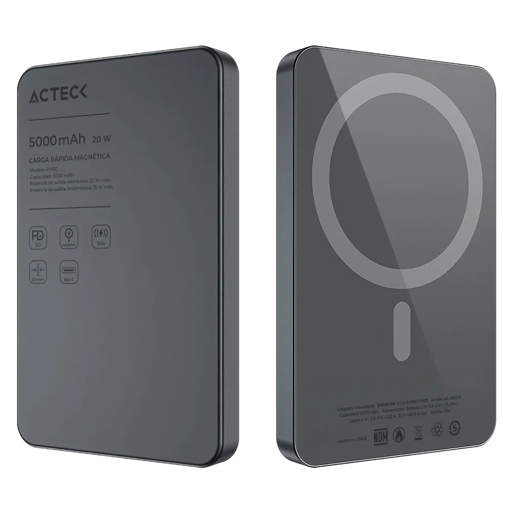 Powerbank Acteck AC-945639 Energon GO Slim Pro PM50 Cargador Powerbank 5,000 mAh