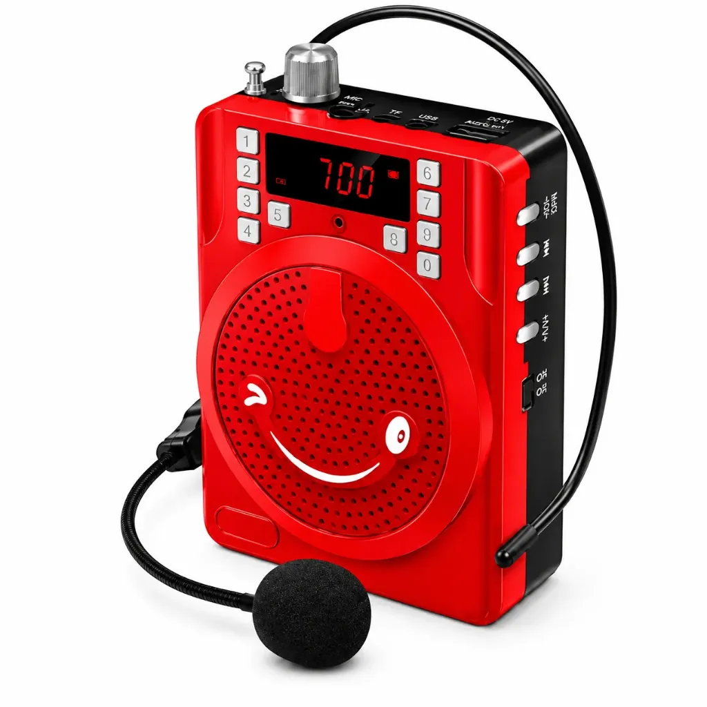 Bocina Bluetooth Portátil Link Bits SPE-599 Diseño Megáfono Radio FM Micrófono de Diadema (C.60)