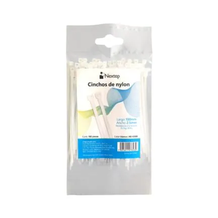 [NE-638B] Cincho de Nylon Nextep 10cm x 2.5mm Blanco