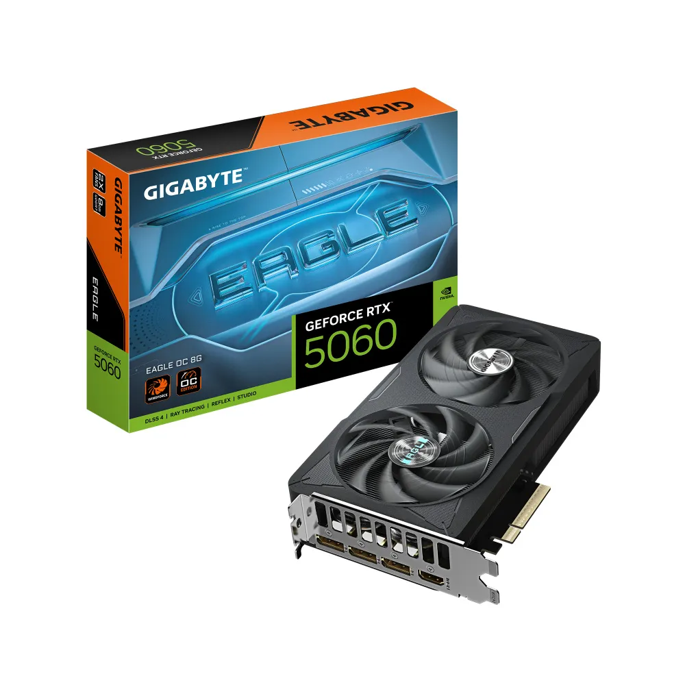 Tarjeta de Video Gigabyte NVIDIA GeForce RTX 5060 EAGLE OC / 8GB 128-bit GDDR7 / PCI Express 5.0 / GV-N5060EAGLE OC-8GD