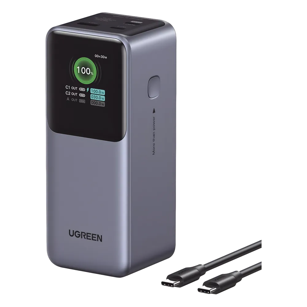 [35524B] Power Bank Ugreen 35524B 20000mAh 130W Max. USB-A + 2 USB-C Carcasa Ignifuga Gris