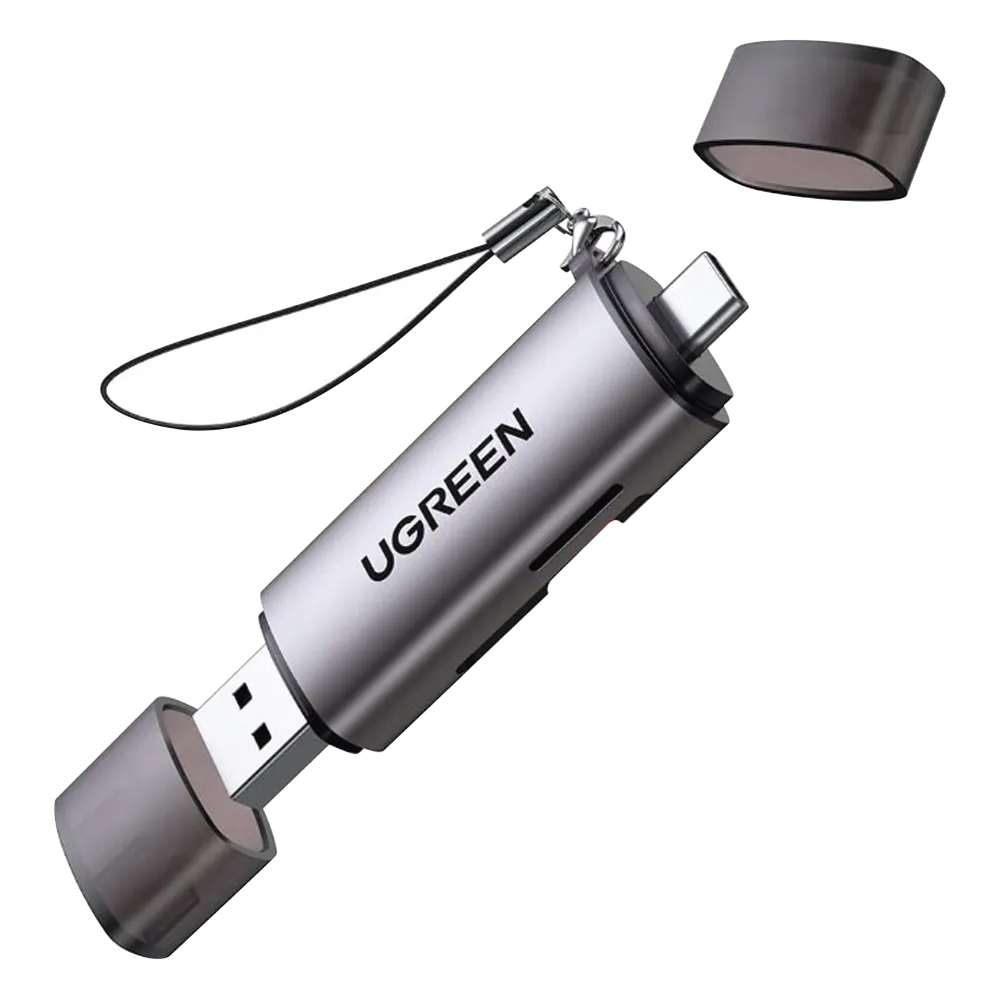 Lector de Memoria Ugreen 50706 MMC/MicroSD/SD/SDHC/SDXC, USB 3.0, Plata