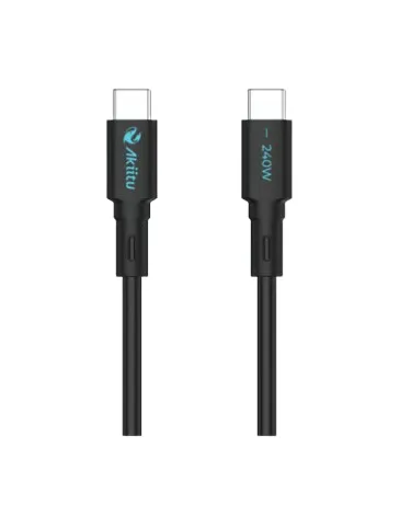 Cable de Carga USB-C a C / 240W / GaN / 480 Mbps / 1 m (3.28 ft) / Magnético / Silicona Médica / Aluminio Anodizado/AK-PAC24SM-S