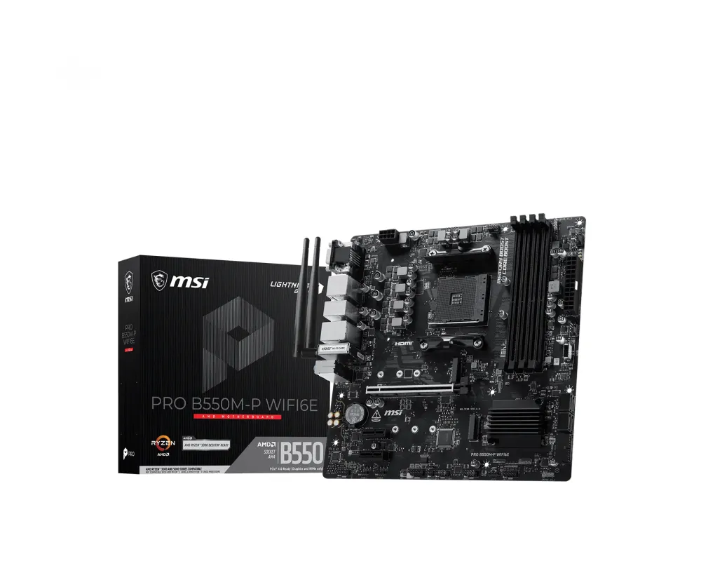 Tarjeta Madre MSI PRO B550M-P WIFI6E Micro-ATX Socket AM4 AMD B550 128GB DDR4 HDMI/DP Para AMD