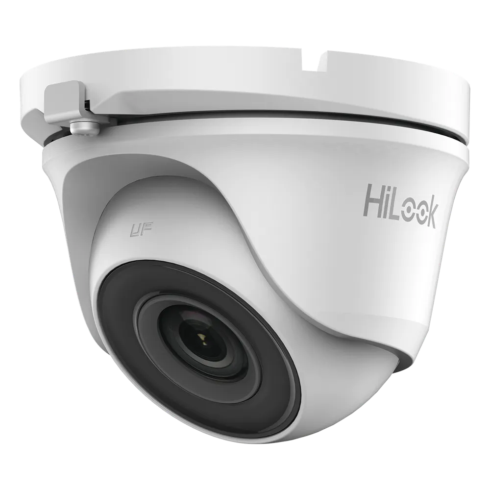 HiLook Cámara de Seguridad Metalica Turret TURBOHD 5 MP 85° de Visión Protección IP66 Para Uso Exterior IR EXIR 20 mts Para Vision Nocturna Compatibilidad TVI-AHD-CVI-CVBS Modelo THC-T150-M