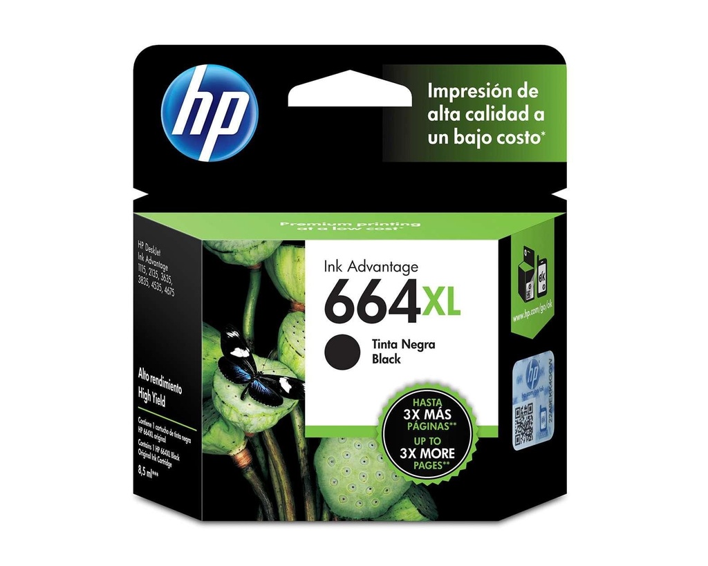 Cartucho Tinta Original Hp 664XL Negro