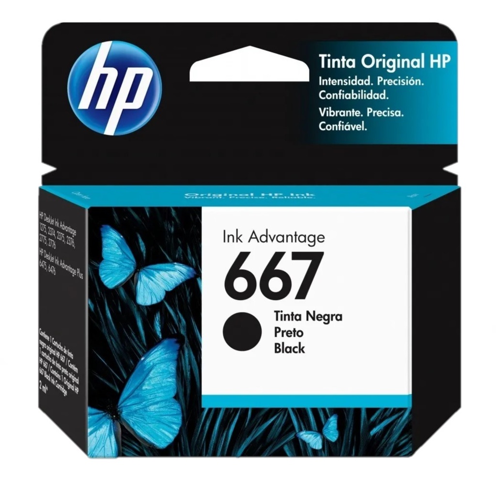 Cartucho Tinta Original Hp 667 Negro