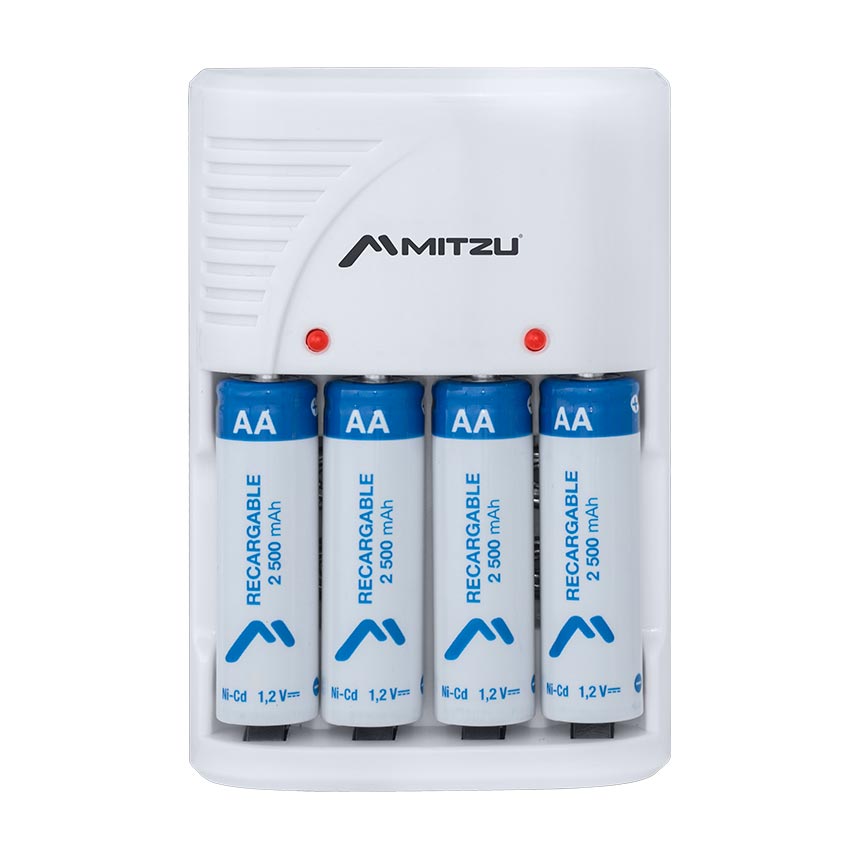 Cargador De 4 Pilas Mitzu MC-700 AA/ AAA/ 9V INCL 4XAA 2500 MAH